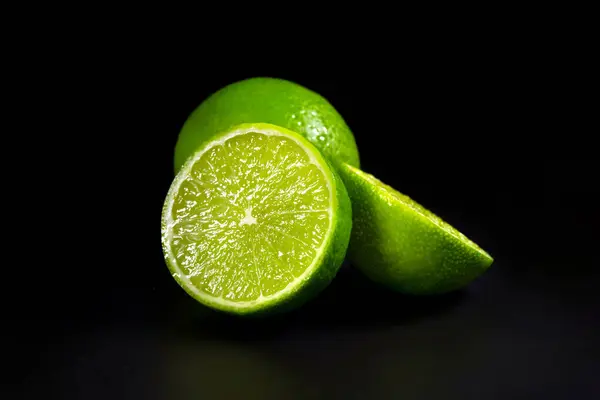 Fresh Lime Dark Background Close Tropical Citrus Fruits — Stock Photo, Image