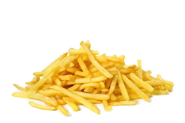 Pile Fried Fries Isolated White Unhealthy Food — Stock Photo, Image