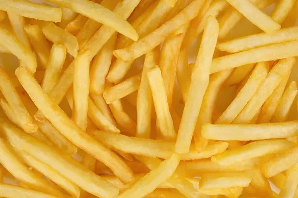 Chips Pommes Frites Närbild Snabbmat Ovanifrån — Stockfoto