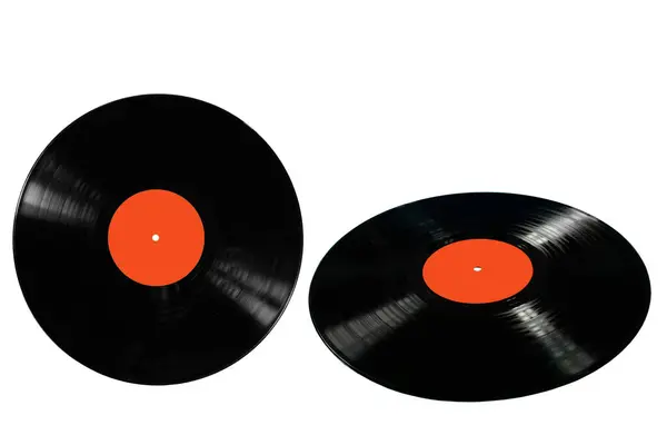 Beyaz Arka Planda Izole Edilmiş Vinil Plaklar Kayıt Müzik — Stok fotoğraf