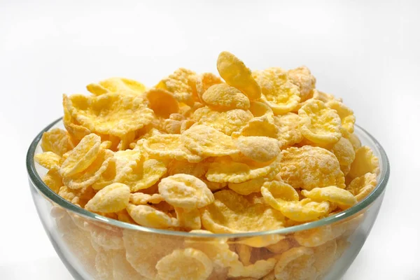 Cornflakes Glass Plate Close Healthy Breakfast — Stock Photo, Image