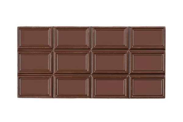 Een Reep Melkchocolade Geïsoleerd Wit Bovenaanzicht — Stockfoto