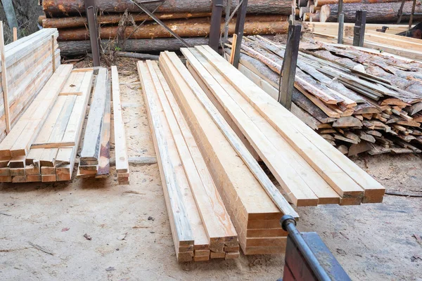 Dřevěné Desky Skladišti Pilařů Pilařské Dřevo — Stock fotografie