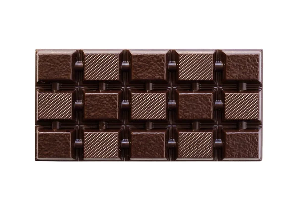 Dark Chocolate Bar Geïsoleerd Witte Achtergrond Bovenaanzicht — Stockfoto