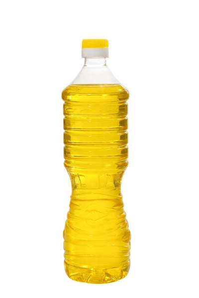 Botol Minyak Bunga Matahari Dalam Botol Plastik Diisolasi Dengan Latar — Stok Foto