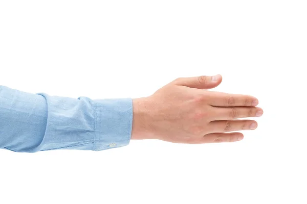 Мужская Рука Изолирована Белом Фоне Мужчина Протягивает Руку Рукопожатия — стоковое фото
