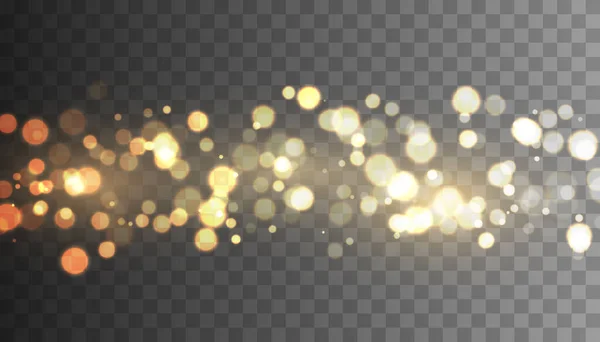 Χρυσό Χρώμα Bokeh Φώτα Απομονωμένα Σωματίδια Glitter — Διανυσματικό Αρχείο