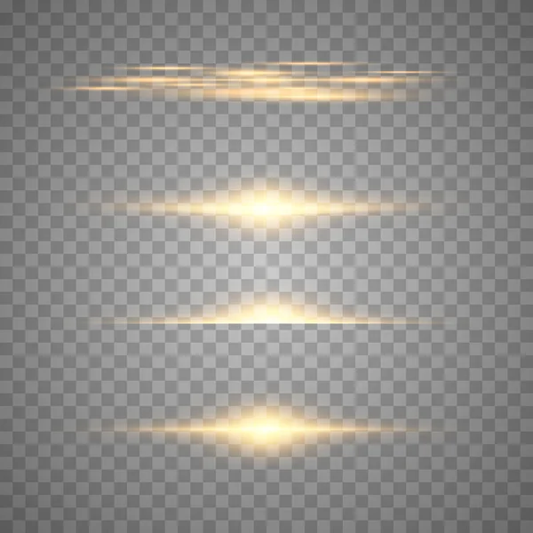 Zlatá Sbírka Zářících Hvězd Vektorová Blikající Světla — Stockový vektor