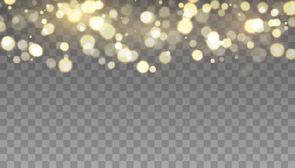 Gold Color Bokeh Lights Glitter Particles Isolated — Stock Vector