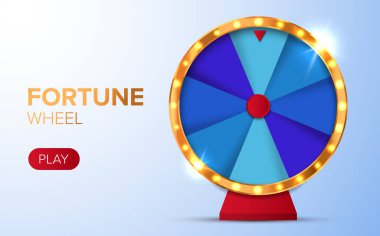 Wheel of fortune banner. Spinning casino wheel clipart