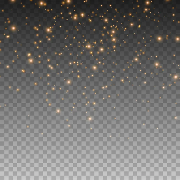 Goldener Lichteffekt Mit Glitzerpartikeln Vektor Sternenwolke Mit Staub Magische Weihnachtsdekoration — Stockvektor