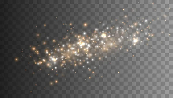Goud Licht Effect Met Glitter Deeltjes Vector Sterrenwolk Met Stof — Stockvector