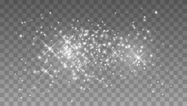 Glitter Partiklar Isolerade Transparent Bakgrund Vektorstjärnmoln Med Damm Magiska Jul — Stock vektor