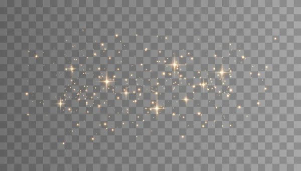 Guld Ljuseffekt Med Glitter Partiklar Vektorstjärnmoln Med Damm Magiska Jul — Stock vektor