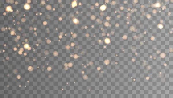 Guldfärgade Bokeh Lampor Glitterpartiklar Isolerade — Stock vektor