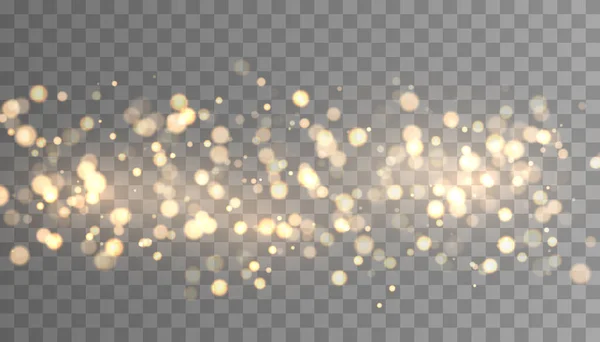 Luces Bokeh Color Oro Partículas Purpurina Aisladas — Archivo Imágenes Vectoriales