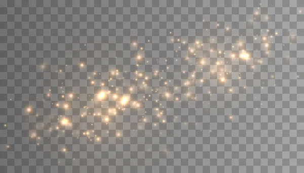 Goud Licht Effect Met Glitter Deeltjes Vector Sterrenwolk Met Stof — Stockvector