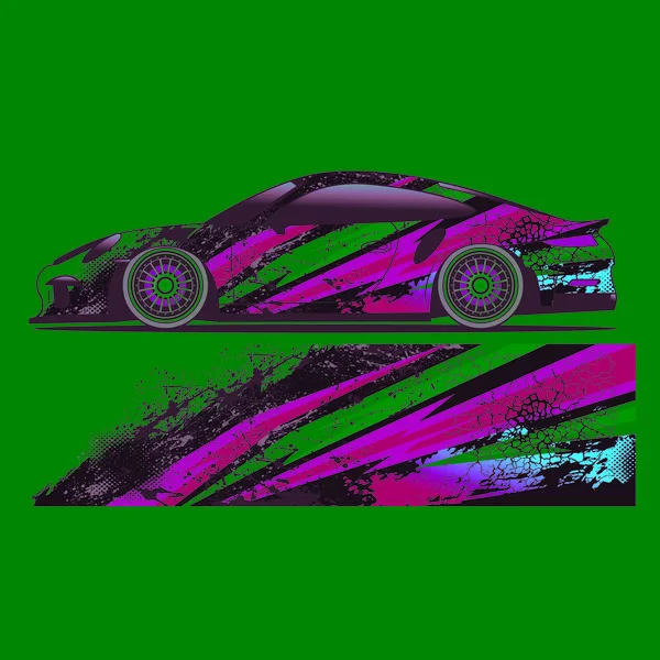 Full Wrap Racing Samochód Abstrakcyjny Winyl Naklejki Zestaw Graficzny — Wektor stockowy