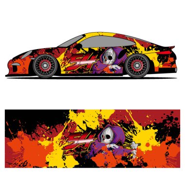 Abstract graphic design of racing vinyl sticker for racing car automotive, background, branding design, camouflage, car sticker clipart