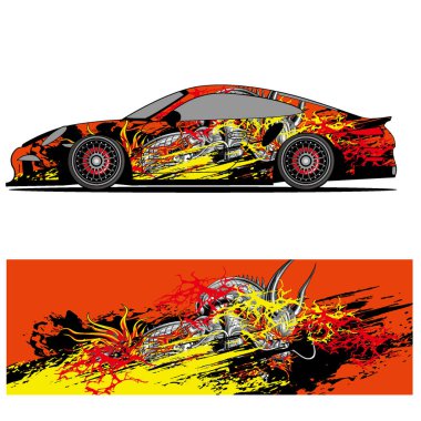 Tam ambalajlı yarış arabası soyut vinil çıkartma grafik kiti 