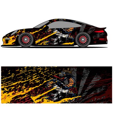 Tam ambalajlı yarış arabası soyut vinil çıkartma grafik kiti 