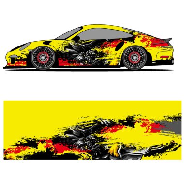 Tam ambalajlı yarış arabası soyut vinil çıkartma grafik kiti 
