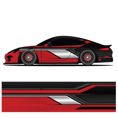 Abstract graphic design of racing vinyl sticker for racing car clipart