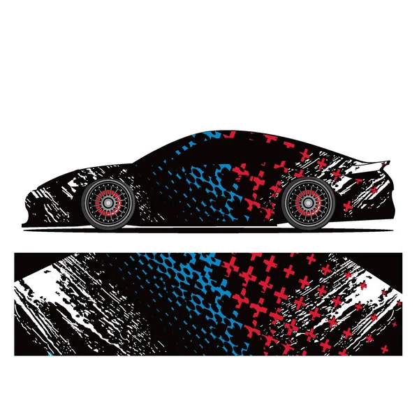 Tam Ambalajlı Yarış Arabası Soyut Vinil Çıkartma Grafik Kiti — Stok Vektör