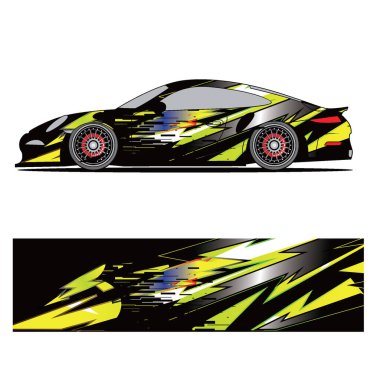 Tam ambalajlı yarış arabası soyut vinil çıkartma grafik kiti 