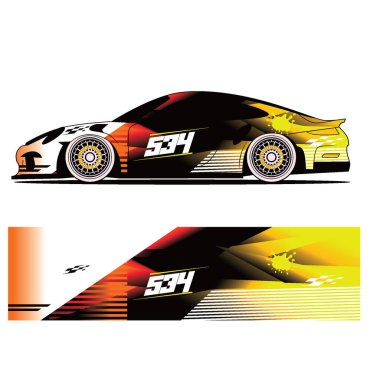 Full wrap racing car abstract vinyl sticker graphics kit  clipart