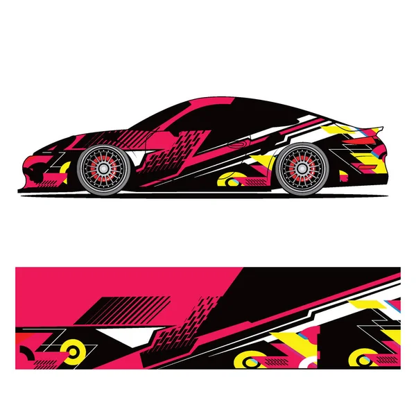 Volledige Wrap Racing Auto Abstract Vinyl Sticker Graphics Kit — Stockvector