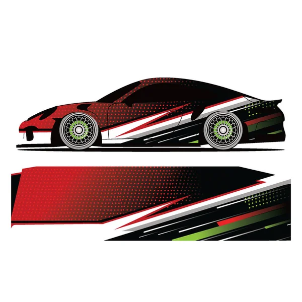 Full Wrap Racing Car Abstract Vinyl Sticker Graphics Kit — Stock Vector