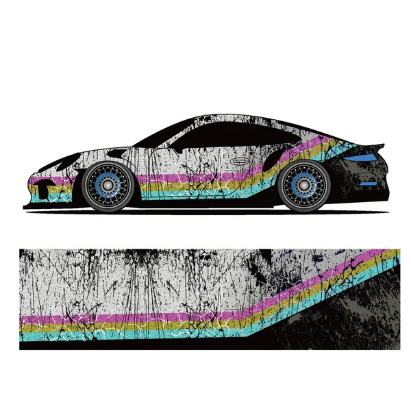 Full Wrap Racing Samochód Abstrakcyjny Winyl Naklejki Zestaw Graficzny — Wektor stockowy