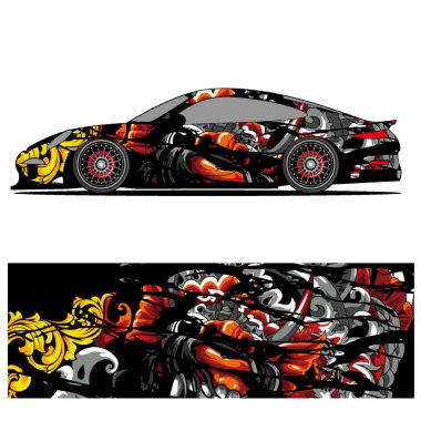 Tam ambalajlı yarış arabası soyut vinil çıkartma grafik kiti 