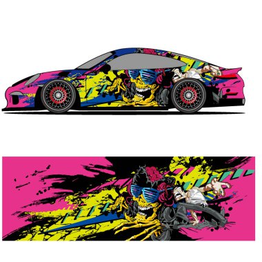 Tam ambalajlı yarış arabası soyut vinil etiket seti otomobil, otomobil, otomotiv, arkaplan, marka tasarımı, kamuflaj, araba çıkartması,