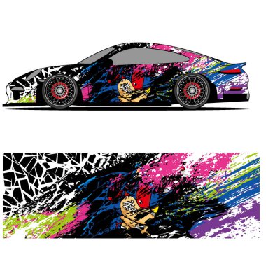 Tam ambalajlı yarış arabası soyut vinil etiket seti otomobil, otomobil, otomotiv, arkaplan, marka tasarımı, kamuflaj, araba çıkartması,