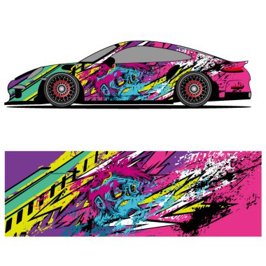 Tam ambalajlı yarış arabası soyut vinil etiket seti otomobil, otomobil, otomotiv, arkaplan, marka tasarımı, kamuflaj, araba çıkartması,