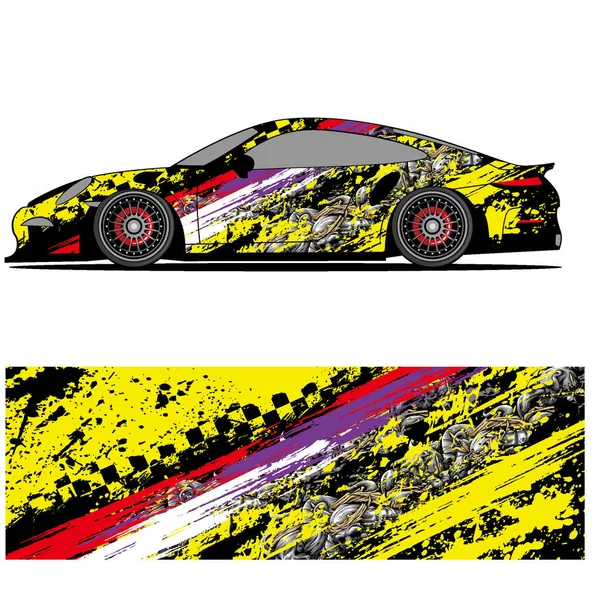 Volledige Wrap Racing Auto Abstract Vinyl Sticker Graphics Kit Auto — Stockvector