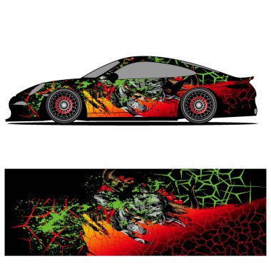 Yarış arabası için yarış vinili çıkartmasının soyut grafik tasarımı