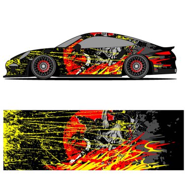 Yarış arabası için yarış vinili çıkartmasının soyut grafik tasarımı