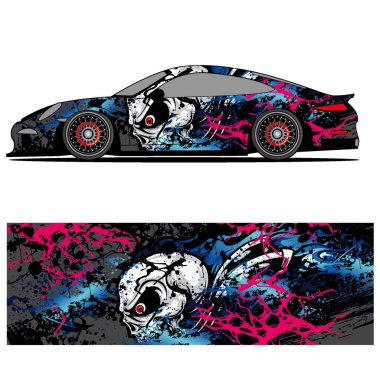Tam ambalajlı yarış arabası soyut vinil çıkartma grafik kiti 