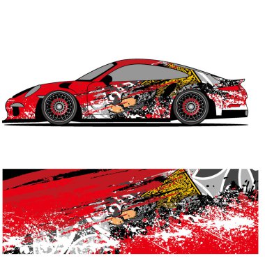 Tam ambalajlı yarış arabası soyut vinil çıkartma grafik kiti 