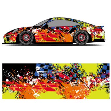 Tam ambalajlı yarış arabası soyut vinil çıkartma grafik kiti 