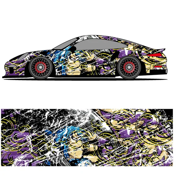 Volledige Wrap Racing Auto Abstract Vinyl Sticker Graphics Kit — Stockvector