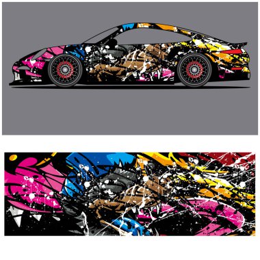 Araba tasarımı üniforma vektörü soyut vinil etiket yazdırma.