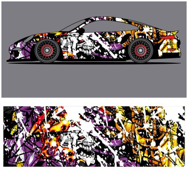 Araba tasarımı üniforma vektörü soyut vinil etiket yazdırma.