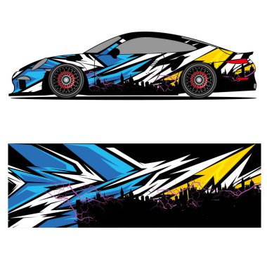 Yarış arabaları için yarış vinili çıkartmasının soyut grafik tasarımı