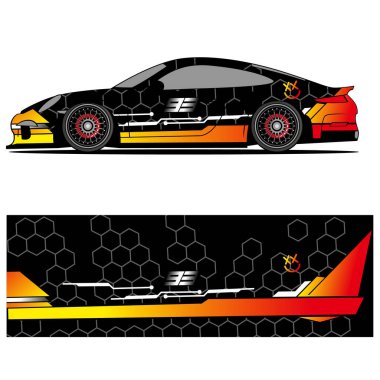 Yarış arabası reklamları için yarış vinili çıkartmasının soyut grafik tasarımı
