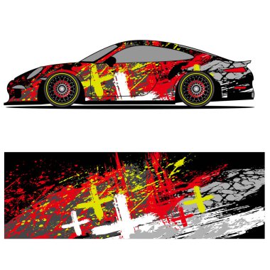 Yarış arabası reklamları için yarış vinili çıkartmasının soyut grafik tasarımı