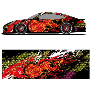 Yarış arabası reklamları için yarış vinili çıkartmasının soyut grafik tasarımı
